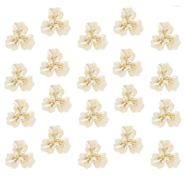 Óculos de sol 20 pçs Strass Pérola Enfeites Botões de Flor de Metal Broche Liga Encantos Para Artesanato DIY Jóias Fazendo Suprimentos De Casamento