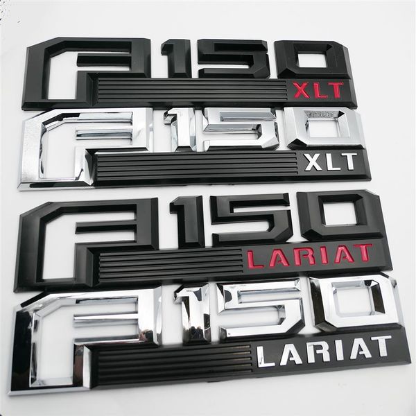 Para 2015-2018 Ford F-150 XLT LARIAT Cromo Vermelho Preto Fender Emblema Placas de Identificação Passageiro Motorista Laterais265q