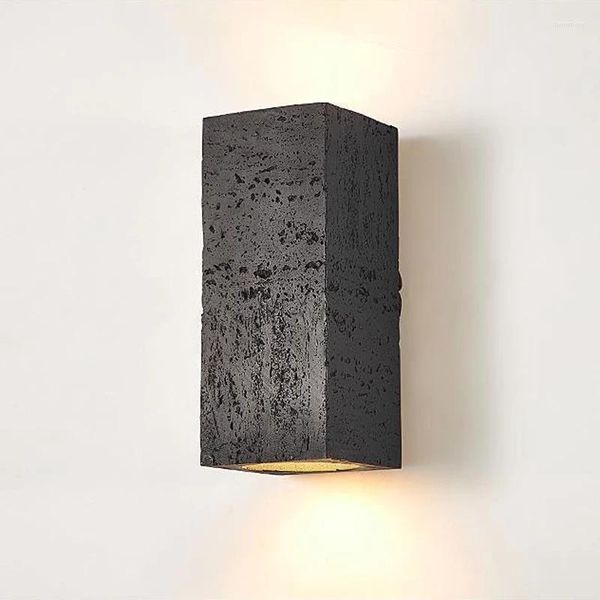 Duvar lambası LED Wabi-Sabi Square Nordic Çimento Fuaye Yatak Odası Restoran Retro Dekor Hafif Başucu Koridoru Sconce Tasarımcı