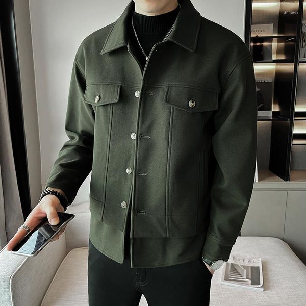 Мужские куртки бренд одежда мужские слои шерстяные ткани