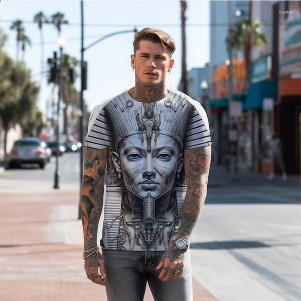Erkek Tişörtleri Yaz -Shirt Makineleri Mısır Lauret 3D Baskılı Günlük Trendi Moda