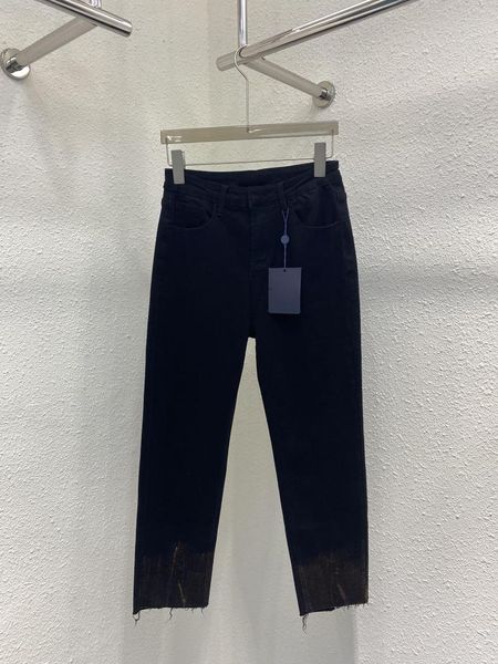 Pantaloni da donna Primavera ed estate Stretch Back Split Colour Spray Painted Jeans a gamba dritta indossano una buona proporzione inclusiva