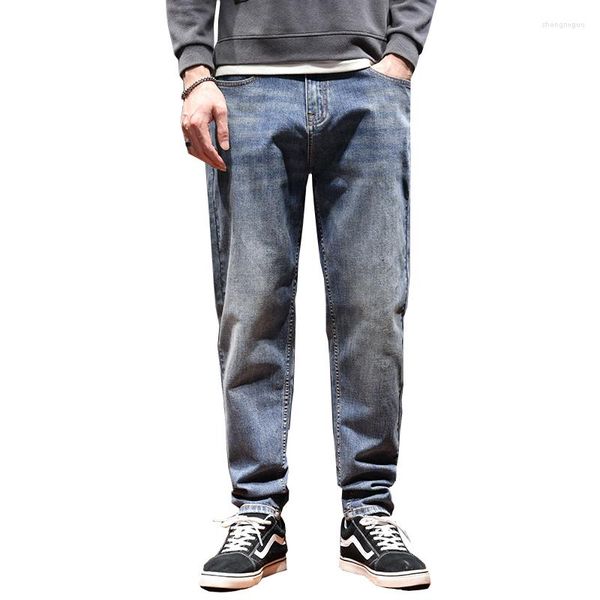 Männer Hosen 2023 Baggy Jeans Männer Lose Fit Harem Breite Bein Mode Buchstaben Retro Blau Hip Hop Streetwear Casual Denim hosen Frühling