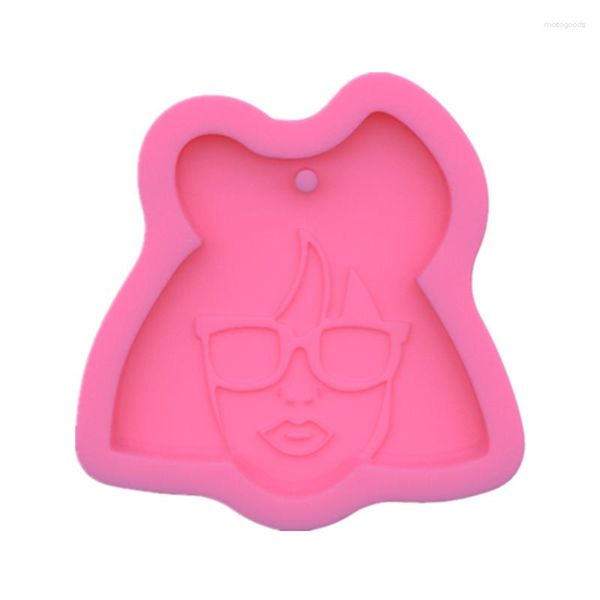 Moldes de silicone molde menina com óculos diy resina chaveiro pingente moldes epóxi para fazer joias ferramentas artesanais artesanato z108