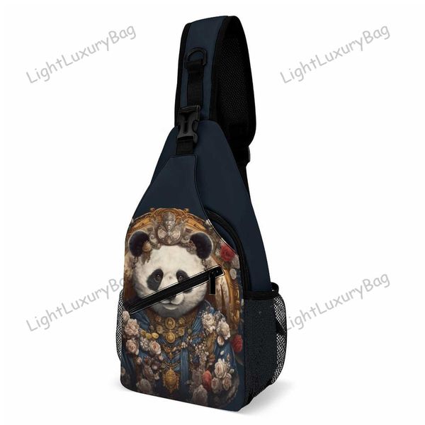 Nuovo stile carino panda borse a tracolla geometrica carta arte allenamento petto borsa moda uomo design bicicletta personalizzata borsa a tracolla casual telefono piccole borse borse da viaggio ragazzo 230726