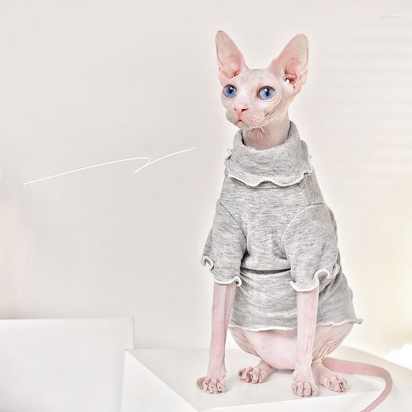 Trajes para gatos CC Roupas Sphynx Modal de Algodão de Camada Dupla Devon Rex Roupas Sphynx Finas de Verão Camisas para Gatos