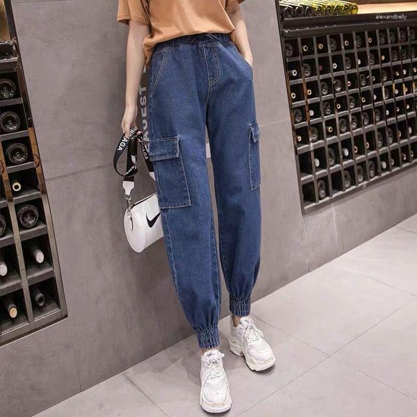 Damen-Jeans, hohe Taille, dünne Hosen, elastische Jeggings, lässig, Übergröße für Damen, Cargo-Jogginghose