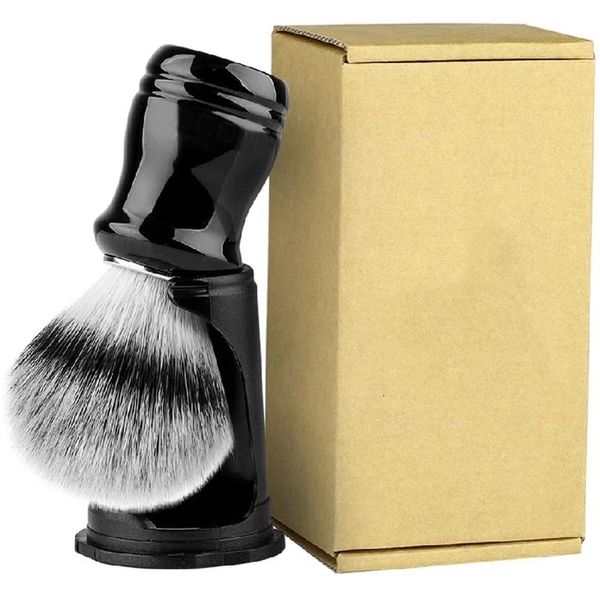 Schiuma da barba Pennello da barba in tasso sintetico da 22 mm con supporto nero 2IN1 Set di pennelli in schiuma con manico in resina per uomo Close Wet Shave 230725