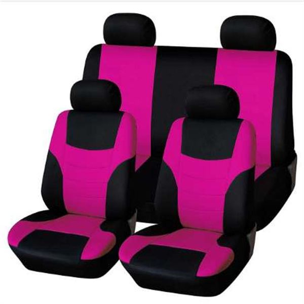 Conjunto de capas de assento de carro clássicas universais 8 unidades protetor de assento estilo de carro fluorescente rosa 237m