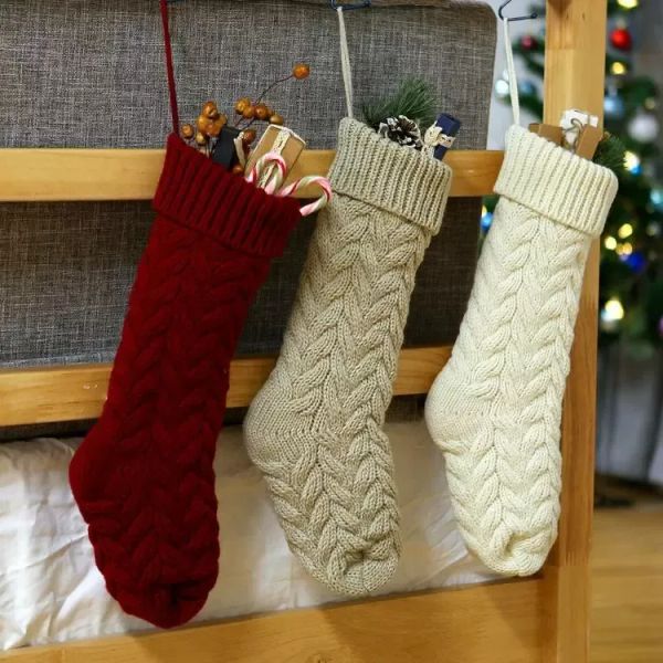 Sacos de presente de meia de Natal personalizados de malha de alta qualidade da UPS Decorações de Natal meias grandes decorativas 7,26
