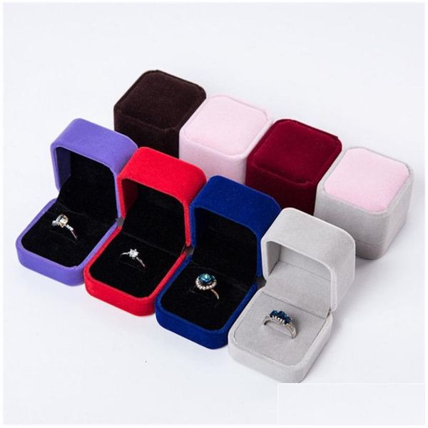 Ювелирные коробки Square Ring Retail Box Jewellery Devellery держатель серьги для хранения корпусов обручальный подарок для доставки пакета Packagi Ot6cn