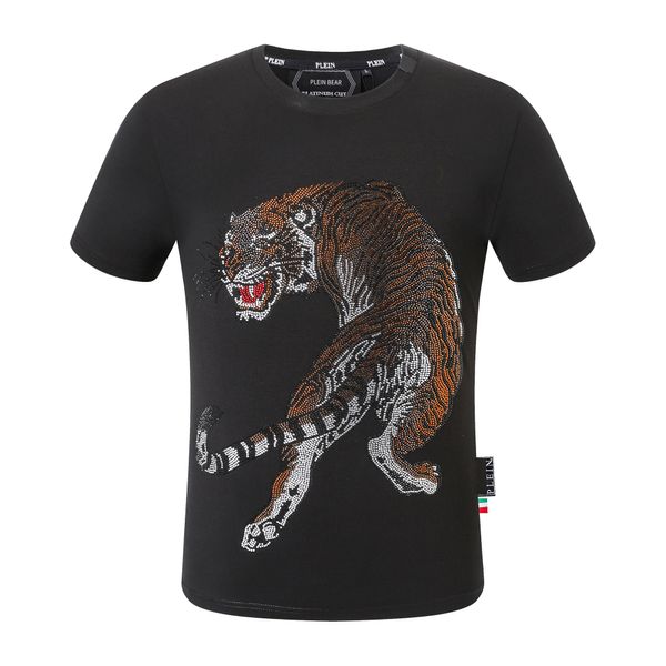 PLEIN BEAR T SHIRT Mens Designer Tshirts Brand Clothing Rhinestone PP Skulls Men T-SHIRT PESCOÇO REDONDO SS SKULL Hip Hop Tshirt Top Tees 16537