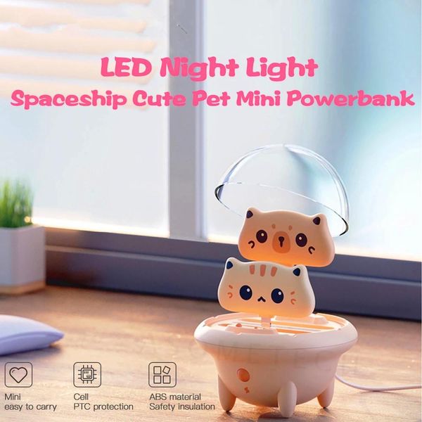 Ladegeräte Neues Geschenk 2*800mAh Tragbare Mini Power Bank süße Katze Portable Powerbank mit LED -Nachtladelade den Batterie für Telefon