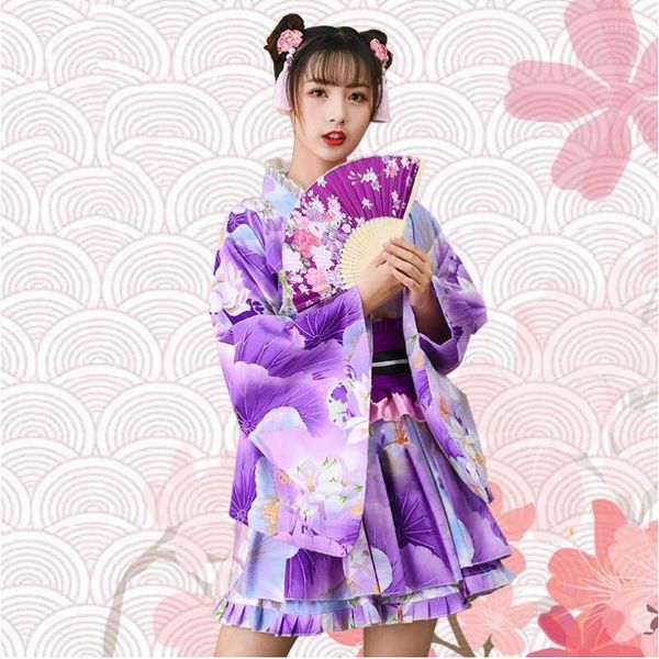 Ethnische Kleidung Asiatische Yukata Prinzessin Kleid Mädchen Japanische Kimono Frau Süßes Kleid Schöne Cosplay Party Kostüm 2 Stück Set