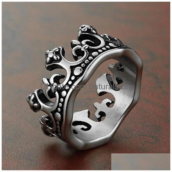 Bandringe Retro Black Ancient Sier Crown Ring Finger für Frauen Männer Modeschmuck Will und Sandy Drop Lieferung Dhkcx