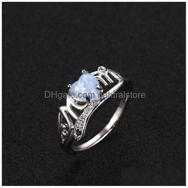 Cluster Rings Heart Opal Mom Ring Diamond Women Mother Fashion Jewelry Will And Sandy Drop Delivery Dhwh9