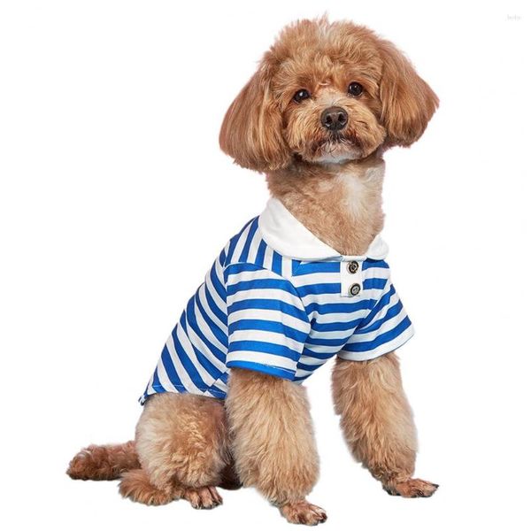 Abbigliamento per cani Moda Gatto Estate Top Sottile Camicia per animali domestici Fine lavorazione Camicetta a righe blu scuro Decorativa