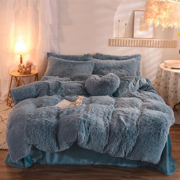 Conjuntos de cama macios de pelúcia quente de quatro peças king size queen size capa de colcha de luxo fronha edredom marca edredons suprimentos chique270e