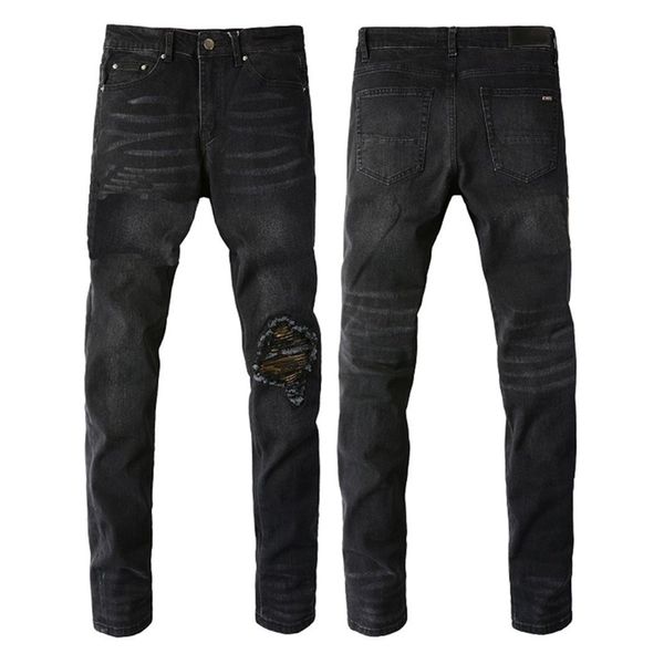 Jeans firmati uomo jeans strappati moto foro patchwork strappato alla moda taglia 28-40 streetwear jeans tondi slim gamba uomo moda lettera foro stella jeans skinny pantaloni