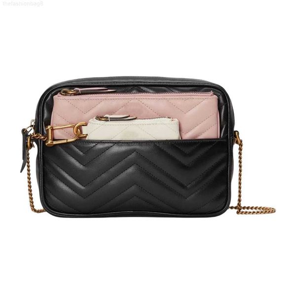 Designer-Damen-Umhängetasche, Münzgeldbörse, schwarz-weißes Puderleder, 3-in-1-Clutch, Geldbörsen, berühmte Kette, Cross-Body-Handtasche