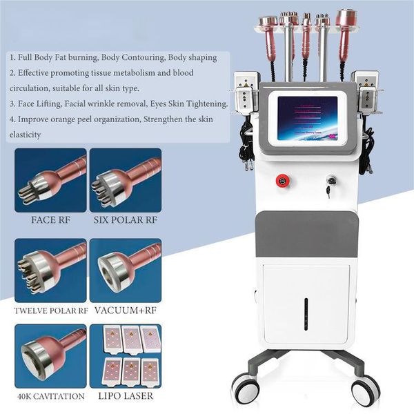 Prezzo di fabbrica 6 in 1 40K Cavitazione ultrasonica Sistema di cavitazione sottovuoto RF Lipo Laser Macchina dimagrante Riduzione della cellulite Face Lift Strumento RF