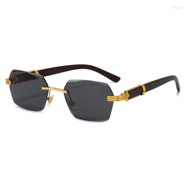 Óculos de sol de luxo para homens e mulheres Óculos de grife sem aro dourado Unissex Trend UV400