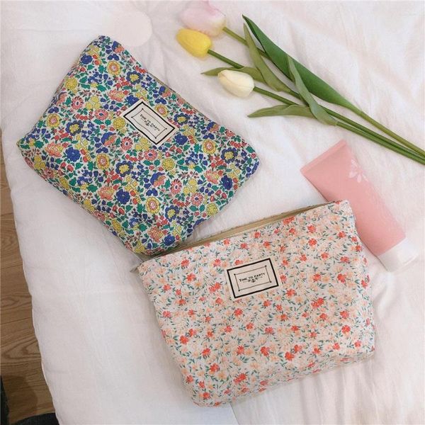 Borse cosmetiche Dolce stile Cerniera Trucco Telefono vintage Frizione Beauty Case Borsa Floreale Donna Make Up Storage Pouch