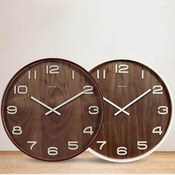 Orologi da parete in legno Grande design nordico Orologio silenzioso classico Insolito Dhorloges industriale Murales Decorazione domestica HY50WC