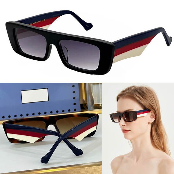 Dikdörtgen Çerçeve Güneş Gözlüğü Kadın Tasarımcısı GG1331S Mavi Kırmızı Beyaz Mozaik Dikdörtgen Asetat Fiber Çerçeve Erkek Günlük Marka Gözlükleri