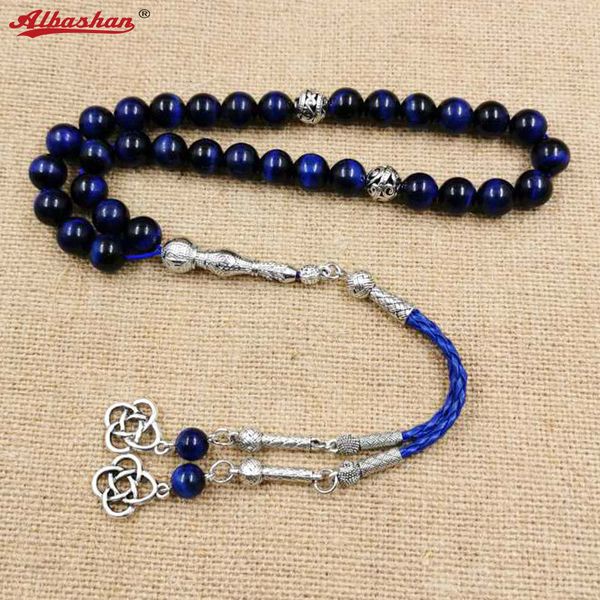 Braccialetto Occhio di tigre blu naturale Tasbih Bracciali uomo musulmano Regalo Eid misbaha accessori 33 66 99 perline di preghiera gemma rosario islamico 230726