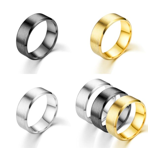 30/Pçs Multicolor Classic Men's Ring Surface Matte Anel de Aço Inoxidável Anel de Casamento Feminino Casal Primeiros Acessórios Atacado
