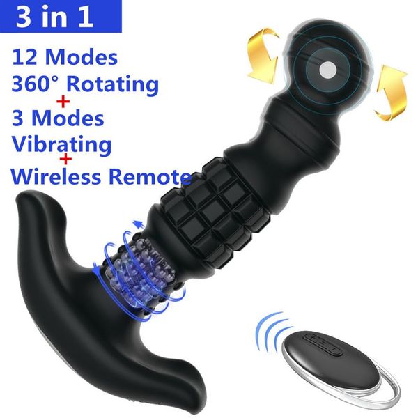 Yutong Dildo Rotativo 360 Graus Vibrador Anal Masculino Massagem de Próstata Plugue de Rotação Sem Fio Dilatador Big Butt Toy311a