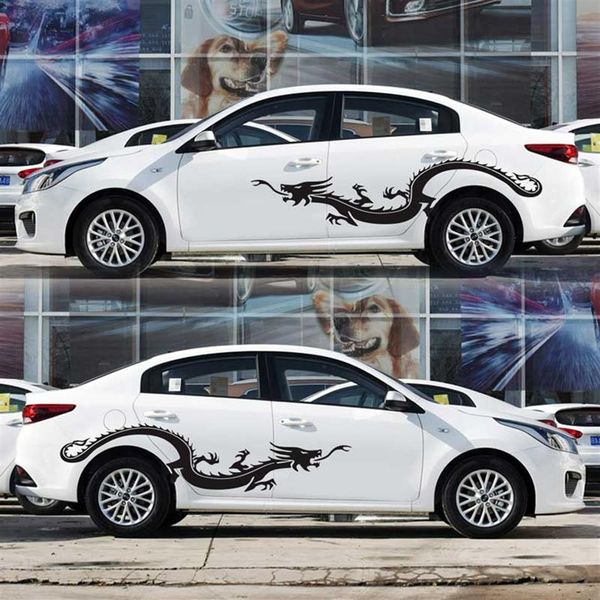 2pcs Dragon Car Body Body Vinyl Sticker Flame Большое графическое наклейка DIY украшение 150 33CM2796