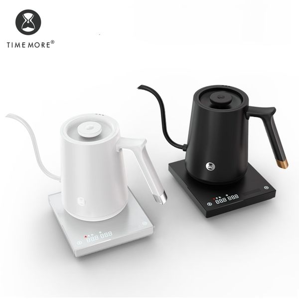 Cafeteiras TIMEMORE Fish Chaleira Elétrica Inteligente Gooseneck 600 800ml 220V Panela de Controle de Temperatura de Calor Flash para Cozinha 230725