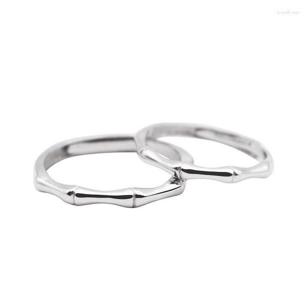 Cluster-Ringe S925 Sterling Silber Literarischer alter Stil Bambus-Paarring Kalter leichter Wind Männliche und weibliche Studenten leben den Mund