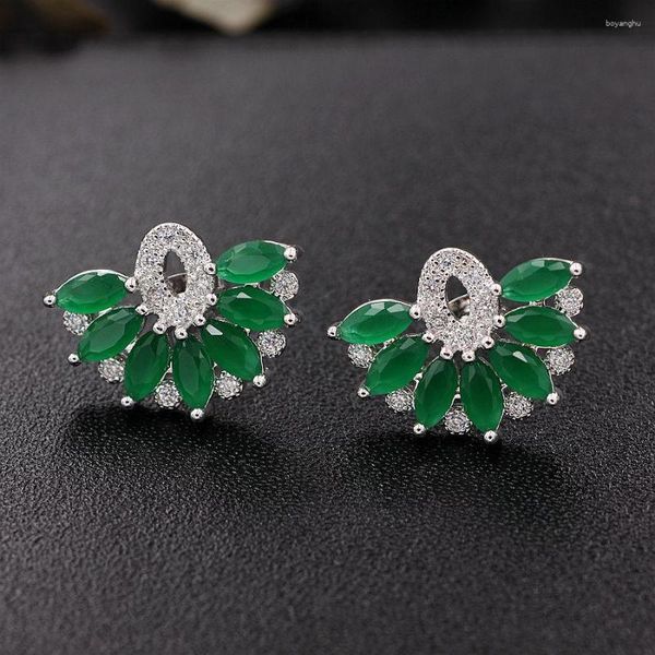 Brincos elegantes pétalas de flores para mulheres 2023 moda romântica nupcial casamento zircônia cúbica brinco de pedra joias