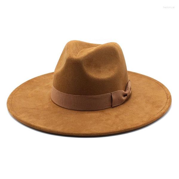 Berretti Cappello a cilindro britannico da donna Cappelli per uomo Panama Jazz Berretto da golf Fedora di lusso Moda donna Cowboy in pelle scamosciata 2023