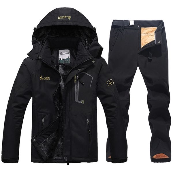 Jaquetas de esqui de inverno terno de esqui para homens à prova d 'água manter quente neve lã jaqueta calças à prova de vento ao ar livre montanha snowboard desgaste conjunto outfit l230725