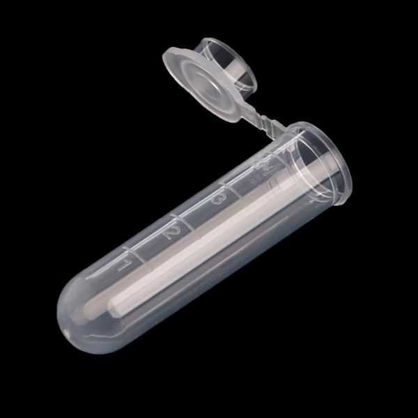 Tubos de centrífuga de teste transparentes de plástico 50 peças 5 ml Frascos com tampa de encaixe Recipiente de amostra para laboratório Novo D14 ZHL1496292u