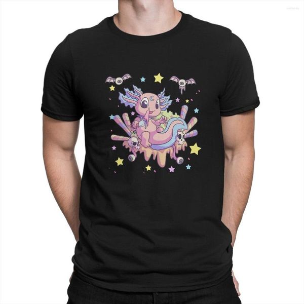 Camisetas masculinas Harajuku Man TShirt Pastel Goth Creepy Axolotl Gothic Menhera Wiccan Distinctive Polyester Shirt Streetwear Hipster