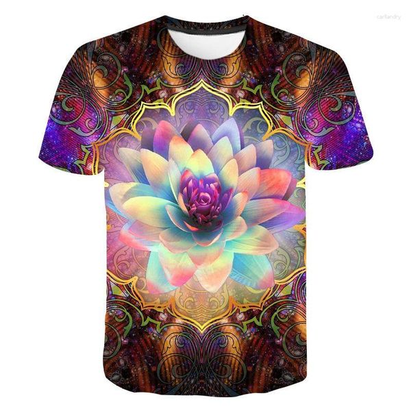 T-shirt da uomo T-shirt con loto mozzafiato stampata in 3D Ipnosi vertiginosa Divertente manica corta Hip Hop e top da donna