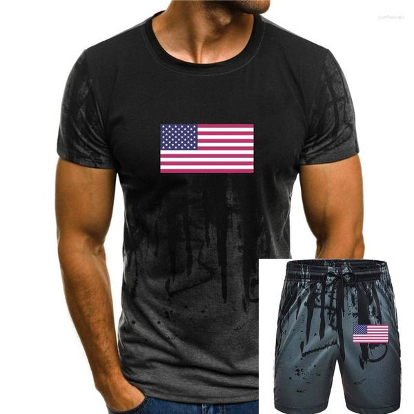 Мужские спортивные костюмы прибытие летнее стиль T Рубашки с коротким рукавом Leisure Fashion American USA Flag Design