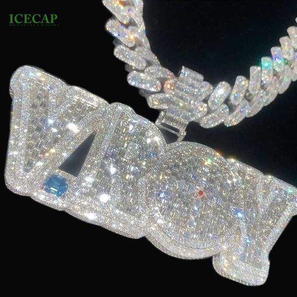 Colar com pingente de letras personalizadas de luxo Prata esterlina 925 Hiphop Moissanita com pingente de teste de diamante Gra