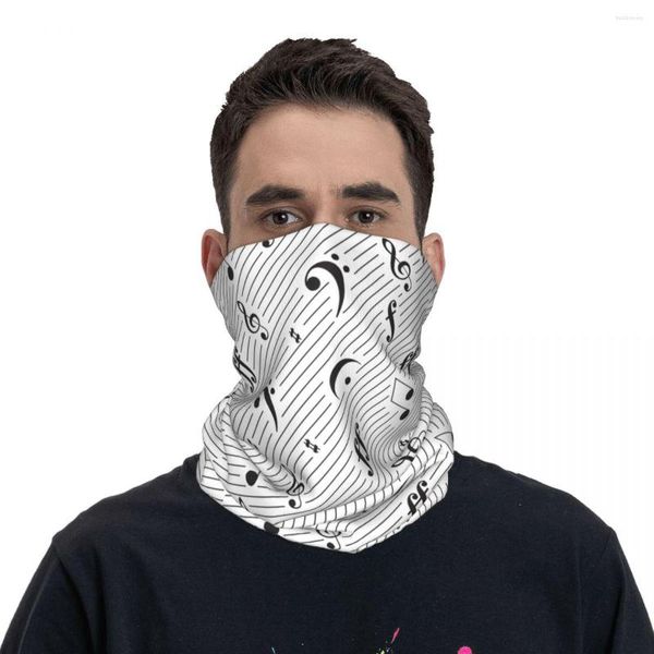 Eşarplar Müzik Notları Bandana Boyun Gaiter Baskılı Siyah Beyaz Maske Eşarp Çok Fonksiyonlu Bisiklet Dış Mekan Yetişkin Nefes Alabilir