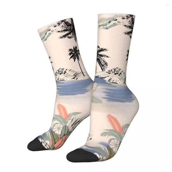 Meias masculinas Happy Pattern Rchlo Vintage Tropics Estilo de rua sem costura meia estampada para presente