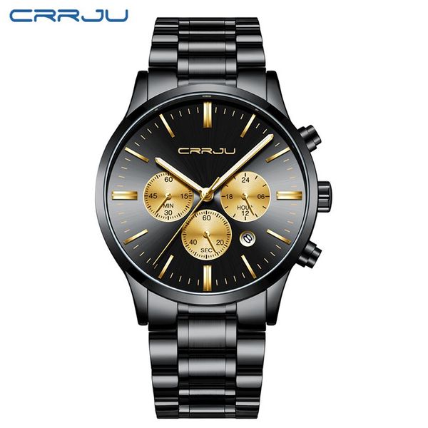 TU es nicht Ich habe mich fertig mit der Zeit CRRJU Men Stainless Steel Band Watch Men's Luxury Business Luminous Quartz Wrist Watches Male Date Window Clo291S