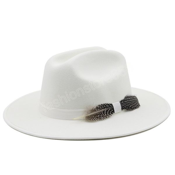 Cappelli Fedora con piuma per donna Cappello a cilindro da festa in chiesa Uomo Cappello da cowboy Panama occidentale Cappellino sombrero bianco tibetano a tesa larga