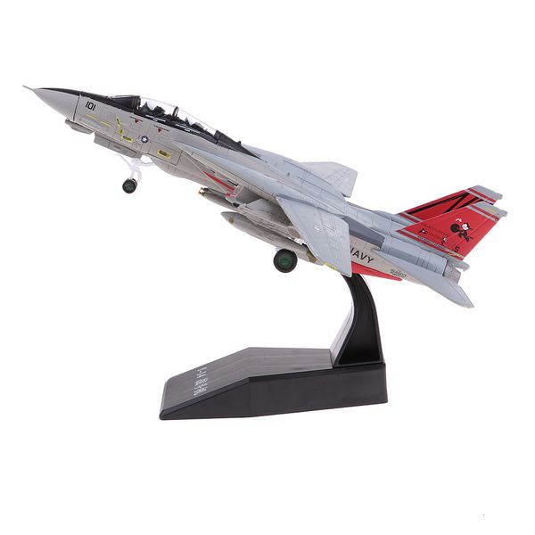 Aeronave Modle 1 100 Scale Plane Model Toys US F-14 Diecast Metal Aircraft Fighter Model Toy Grey Montado Flying Model Remote Control Toys 230725