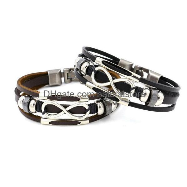 Braccialetti con ciondoli Bracciale in pelle Infinity Mtilayer Wrap Polsini con cinturino da polso per donna Uomo Gioielli di moda Regalo Will And Sandy Drop Ship D Dhhxv