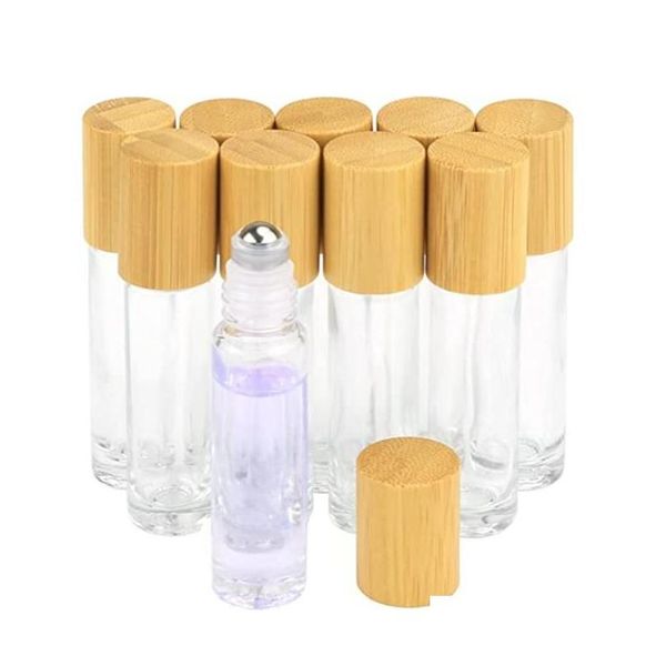 Garrafas Roll On 5Ml 10Ml 15Ml Âmbar vidro fosco recarregável vazio óleo essencial Roller Frascos com bolas de aço inoxidável Cosmeti Otksv